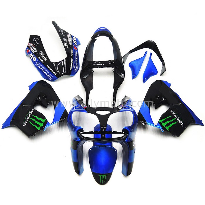 0145 Fairing Kawasaki Ninja ZX9R ZX-9R 00 01 2000 2001 Cowling Covers Elf Blue Black 0145 Fairing Kawasaki Ninja ZX9R ZX-9R 00 01 2000 2001 Cowling Covers Elf Blue Black